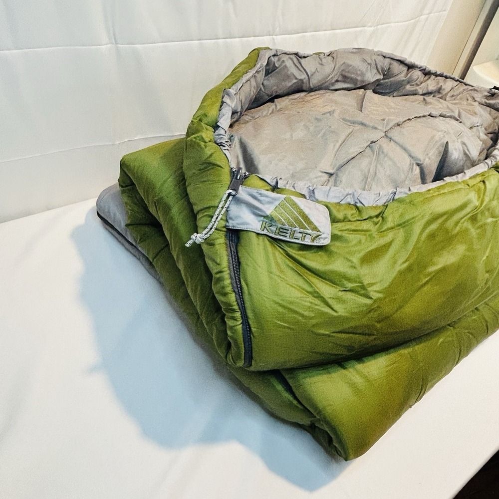 Kelty Sleeping Bag Corona Regular 20 Degree Right Zipper 34" x 80" Green Grey - Picture 15 of 16